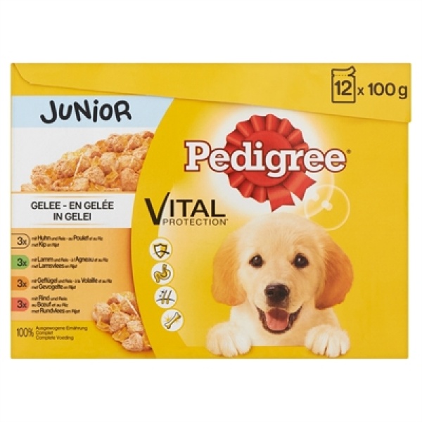 Pedigree multipack maaltijdzakjes junior in gelei