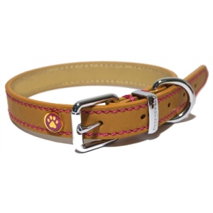 Luxury leather halsband hond leer luxe zand