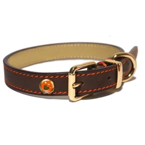 Luxury leather halsband hond leer luxe bruin