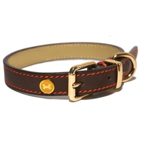 Luxury leather halsband hond leer luxe bruin