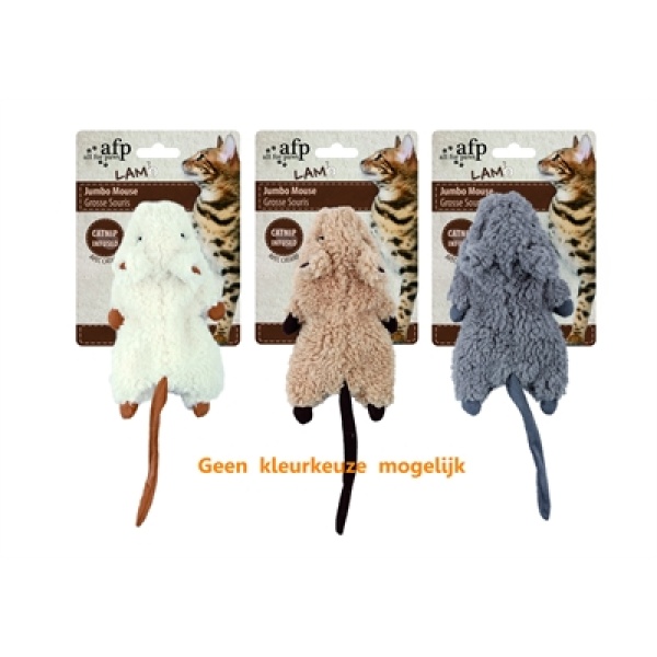 Afp jumbo muis crinkle lamswol met catnip assorti