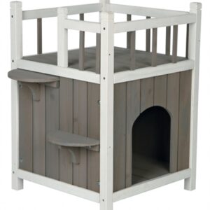 Trixie kattenhuis cat’s home met balkon grijs / wit