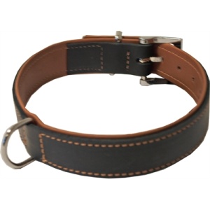 Hondenhalsband soft gevoerd zwart / cognac