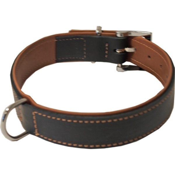 Hondenhalsband soft gevoerd zwart / cognac