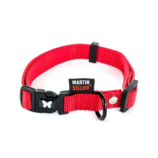 Martin sellier halsband nylon rood verstelbaar