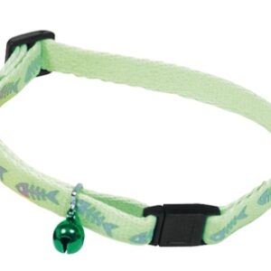 Kattenhalsband fluorisend groen met visgraat print