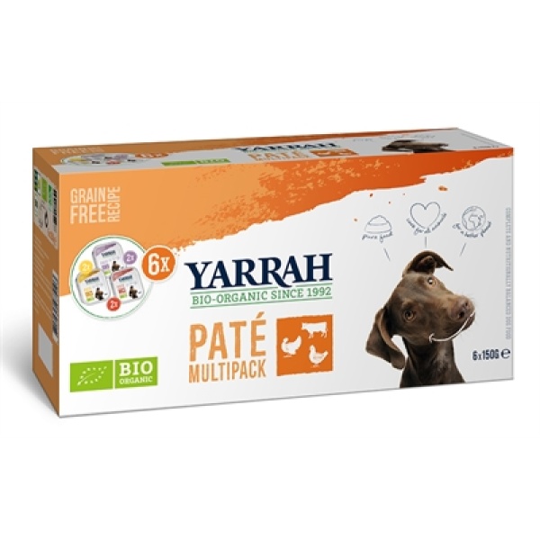 Yarrah organic hond multipack pate kalkoen / kip / rund