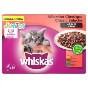 Whiskas multipack pouch junior classic selectie vlees in saus