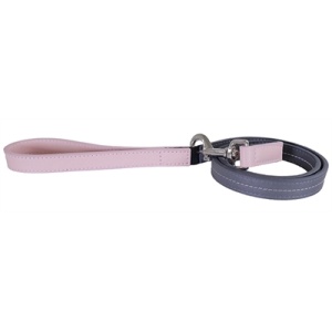 Rosewood hondenriem leer babyroze / donkergrijs