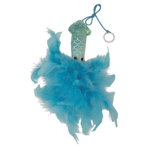 Happy pet mermaid inktvis met veren blauw