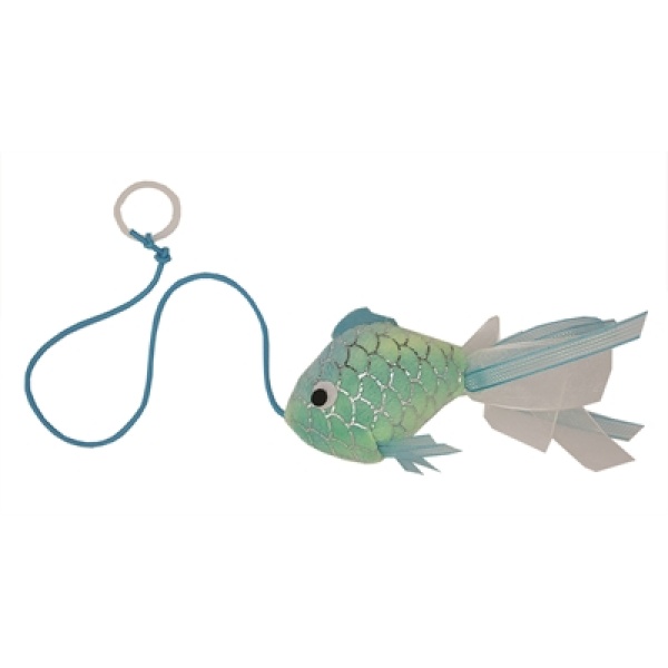 Happy pet mermaid goudvis aan touw blauw