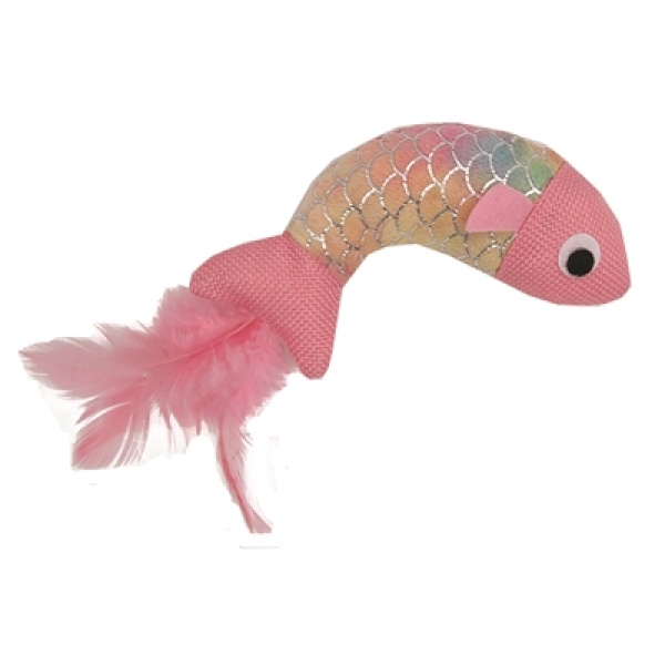 Happy pet mermaid vis met veren roze