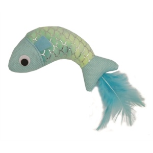 Happy pet mermaid vis met veren blauw