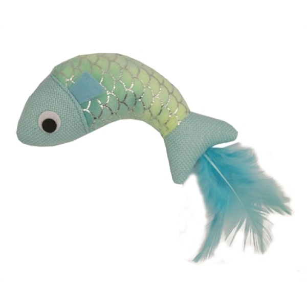 Happy pet mermaid vis met veren blauw