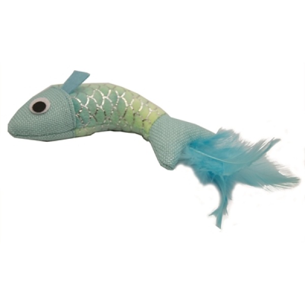 Happy pet mermaid vis met veren blauw