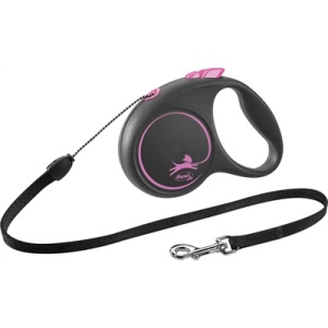 Flexi rollijn black design cord roze