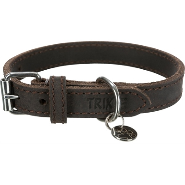 Trixie halsband hond rustic vetleer donkerbruin