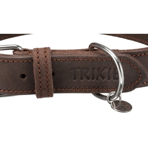 Trixie halsband hond rustic vetleer donkerbruin