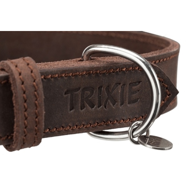 Trixie halsband hond rustic vetleer donkerbruin