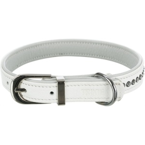 Trixie halsband hond active comfort met strass steentjes leer wit