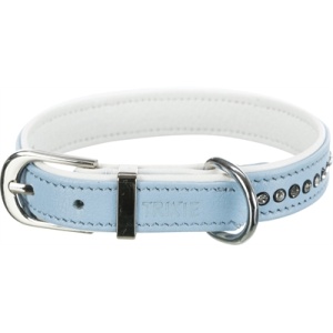 Trixie halsband hond active comfort met strass steen leer lichtblauw