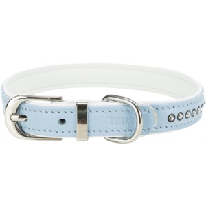 Trixie halsband hond active comfort met strass steen leer lichtblauw