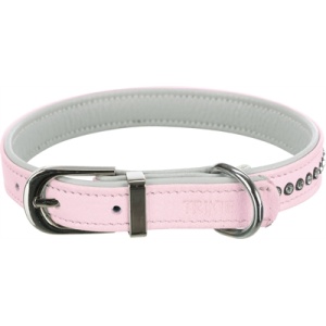 Trixie halsband hond active comfort met strass steentjes leer roze