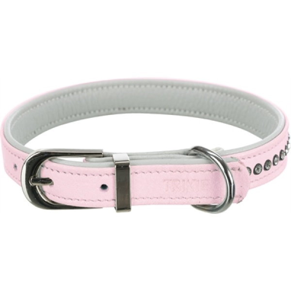 Trixie halsband hond active comfort met strass steentjes leer roze