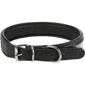 Trixie halsband hond active comfort met strass steentjes leer zwart