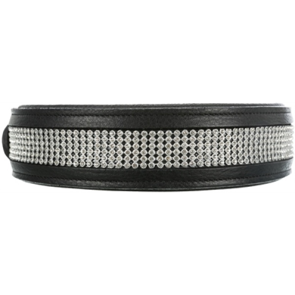 Trixie halsband hond active comfort met strass steentjes leer zwart