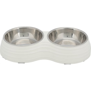 Trixie voerbak hond dubbel melamine / rvs wit