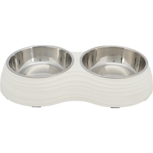 Trixie voerbak hond dubbel melamine / rvs wit