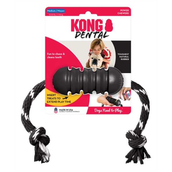 Kong extreme dental met touw zwart / wit