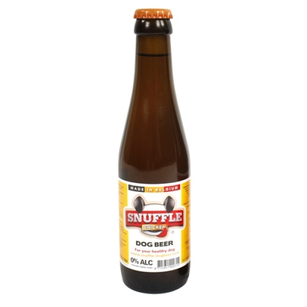 Snuffle hondenbier kipsmaak in glazen fles