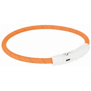 Trixie halsband hond flash lichthalsband usb tpu / nylon oranje