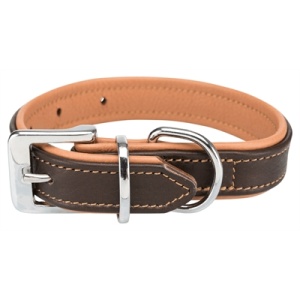 Trixie halsband hond active comfort leer bruin / lichtbruin