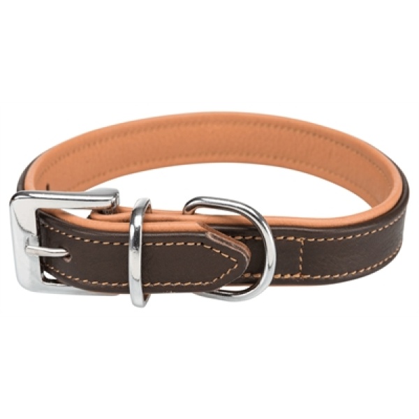 Trixie halsband hond active comfort leer bruin / lichtbruin