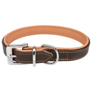 Trixie halsband hond active comfort leer bruin / lichtbruin