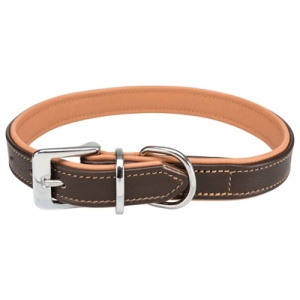 Trixie halsband hond active comfort leer bruin / lichtbruin