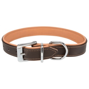 Trixie halsband hond active comfort leer bruin / lichtbruin