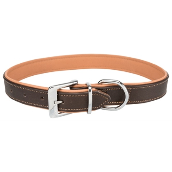 Trixie halsband hond active comfort leer bruin / lichtbruin