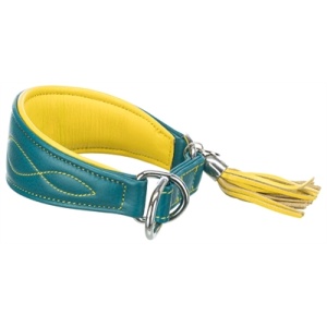 Trixie halsband hond active comfort voor windhonden leer petrol