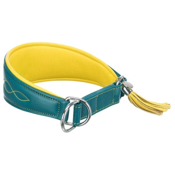 Trixie halsband hond active comfort voor windhonden leer petrol