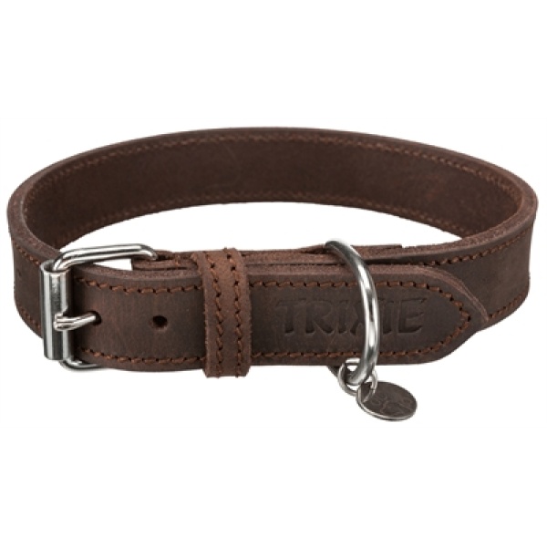 Trixie halsband hond rustic vetleer donkerbruin