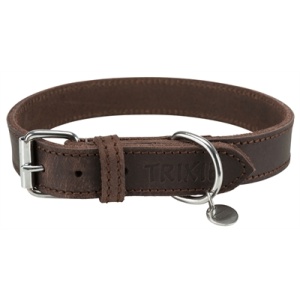 Trixie halsband hond rustic vetleer donkerbruin