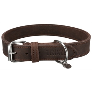 Trixie halsband hond rustic vetleer donkerbruin