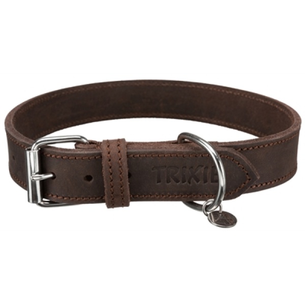 Trixie halsband hond rustic vetleer donkerbruin