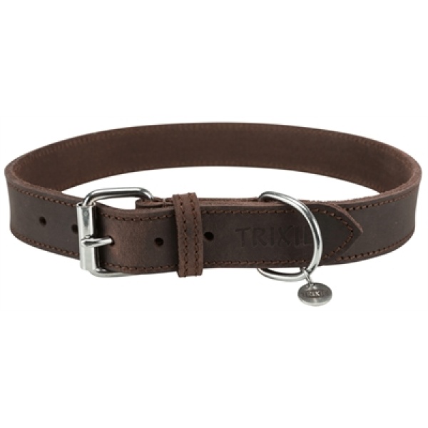 Trixie halsband hond rustic vetleer donkerbruin