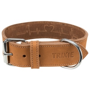 Trixie halsband hond rustic vetleer heartbeat bruin