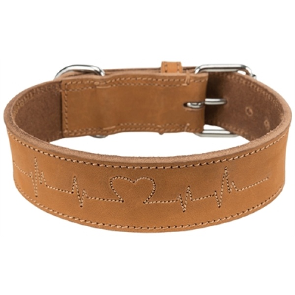 Trixie halsband hond rustic vetleer heartbeat bruin